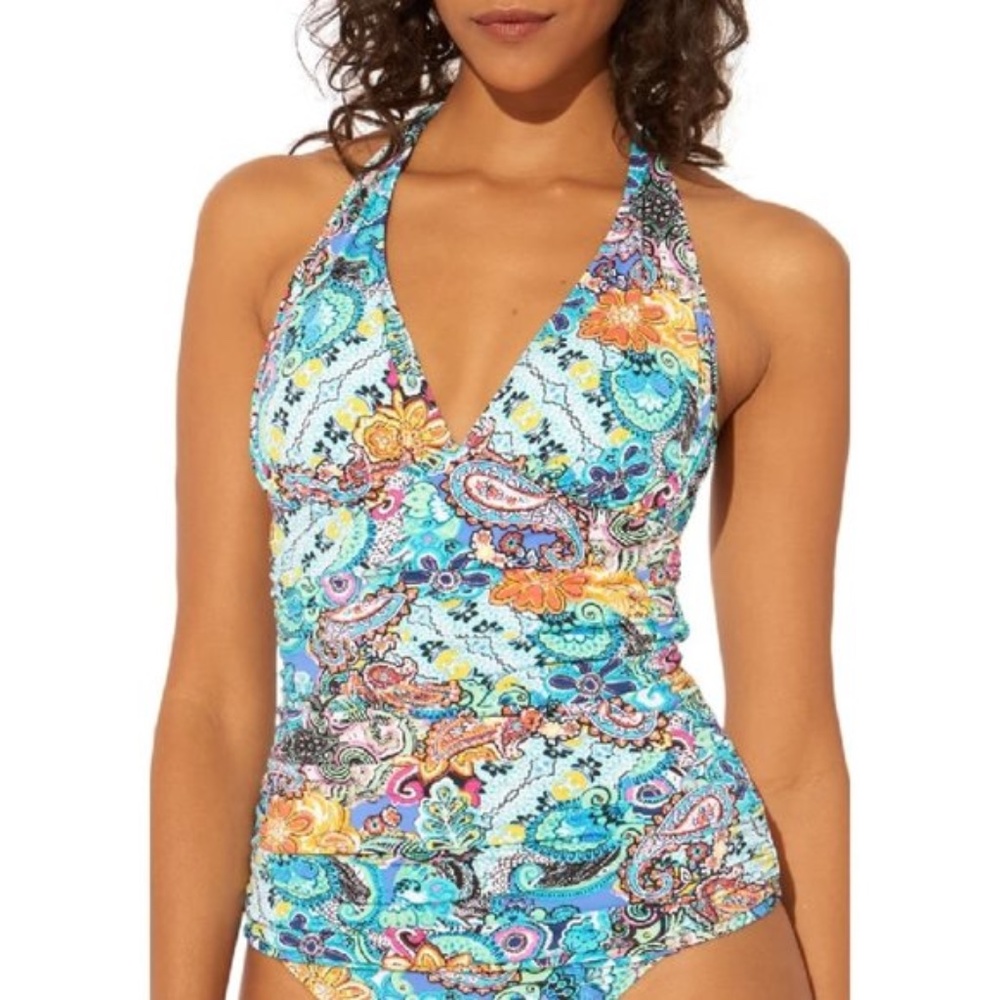 BLEU BY ROD BEATTIE Let Loose Halter Tankini Top